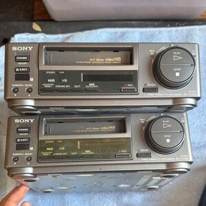 Sony Portable Hi8 Video Cassette Players - Silver Gray (Pair)